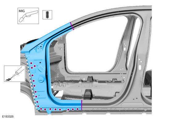 Ford Fusion. A-Pillar Outer Panel. Removal and Installation