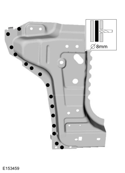 Ford Fusion. A-Pillar Outer Panel Section and Reinforcement. Removal and Installation