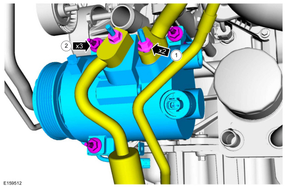 Ford Fusion. Air Conditioning (A/C) Compressor - 1.5L EcoBoost (118kW/160PS) – I4. Removal and Installation