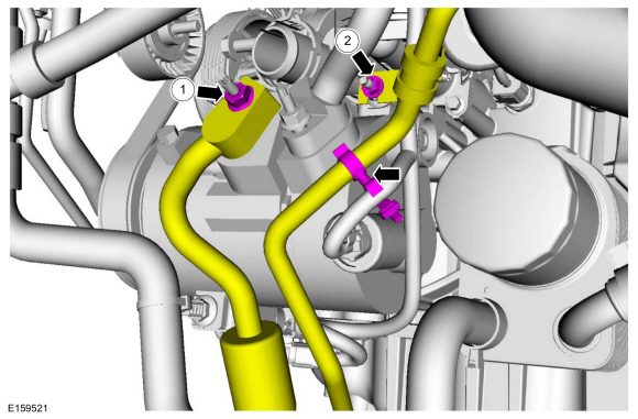 Ford Fusion. Air Conditioning (A/C) Compressor Outlet Line - 1.5L EcoBoost (118kW/160PS) – I4. Removal and Installation