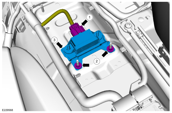 Ford Fusion. Battery Energy Control Module B (BECMB). Removal and Installation