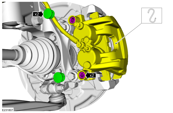 Ford Fusion. Brake Caliper Anchor Plate - 2.7L EcoBoost (238kW/324PS). Removal and Installation