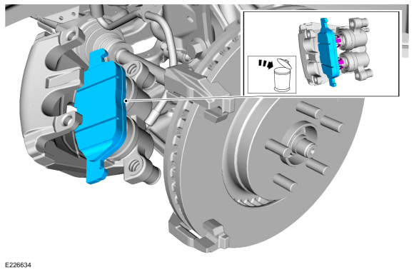 Ford Fusion. Brake Pads - 2.7L EcoBoost (238kW/324PS). Removal and Installation