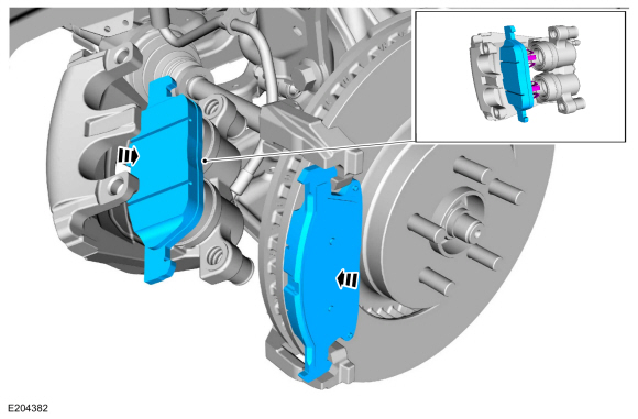 Ford Fusion. Brake Pads - 2.7L EcoBoost (238kW/324PS). Removal and Installation