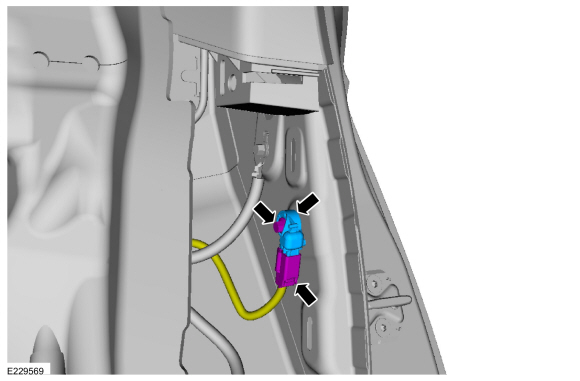 Ford Fusion. C-Pillar Side Impact Sensor. Removal and Installation