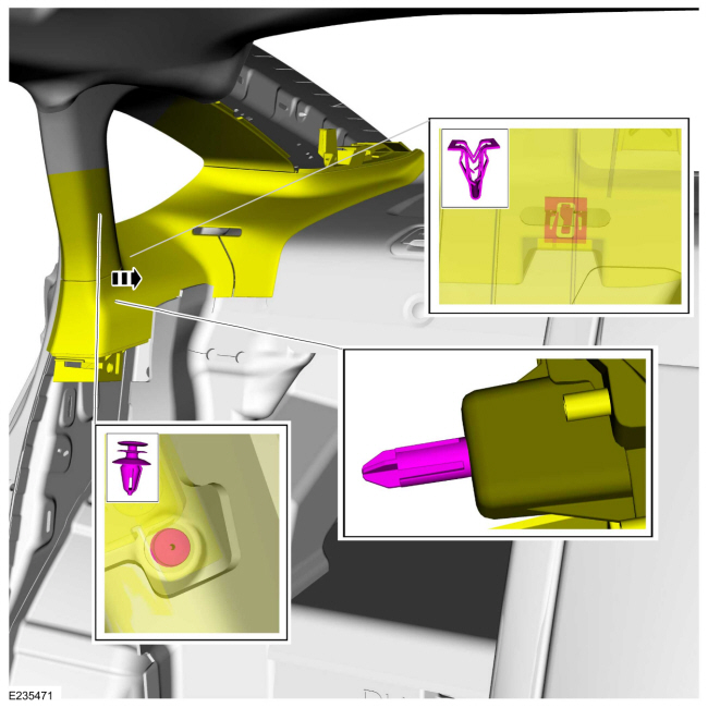 Ford Fusion. C-Pillar Upper Trim Panel. Removal and Installation