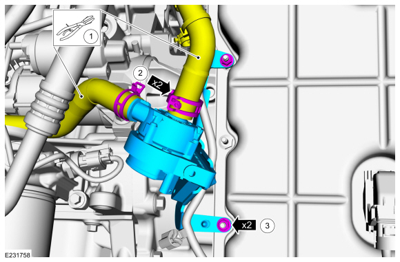 Ford Fusion. Cabin Heater Coolant Pump - 1.5L EcoBoost (118kW/160PS) – I4. Removal and Installation