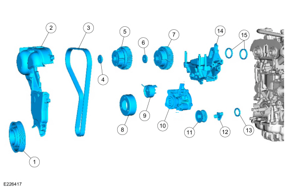 Ford Fusion. Engine Component View. Description and Operation