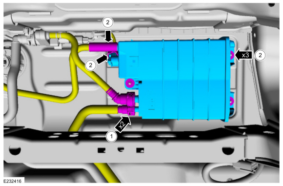 Ford Fusion. Evaporative Emission Canister. Removal and Installation