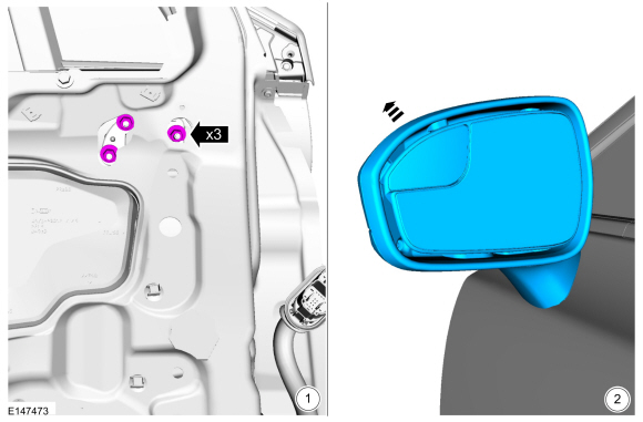 Ford Fusion. Exterior Mirror. Removal and Installation