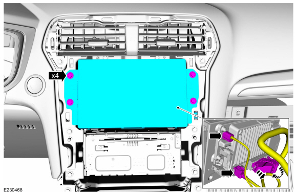 Ford Fusion. Front Display Interface Module (FDIM). Removal and Installation