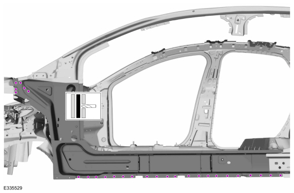 Ford Fusion. Front Floor Panel Side Member. Removal and Installation