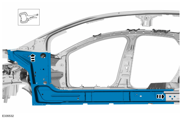 Ford Fusion. Front Floor Panel Side Member. Removal and Installation