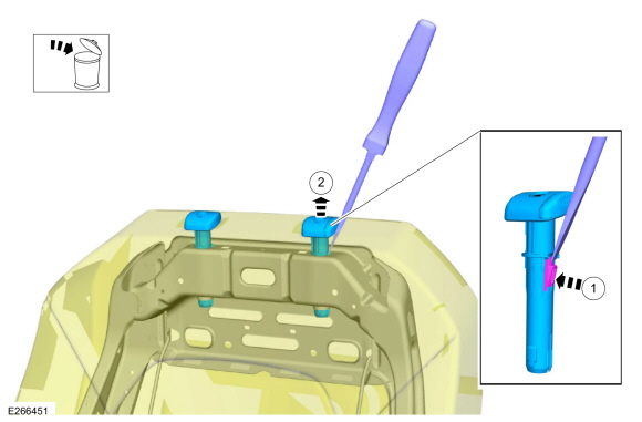 Ford Fusion. Front Head Restraint Guide Sleeve. Removal and Installation