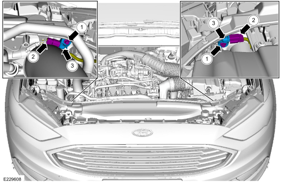 Ford Fusion. Front Impact Severity Sensor. Removal and Installation