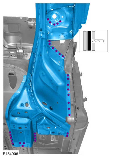 Ford Fusion. Front Side Member and Fender Apron Panel LH. Removal and Installation