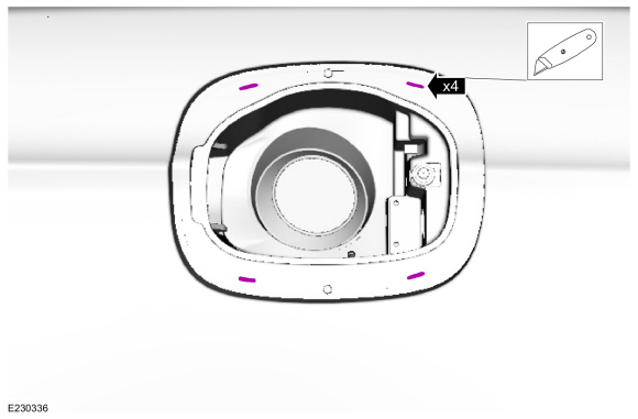 Ford Fusion. Fuel Filler Door Assembly. Removal and Installation