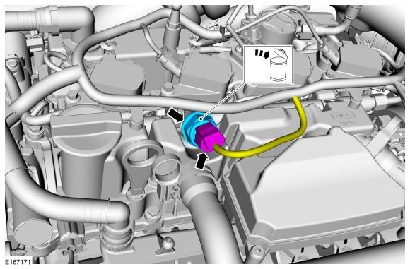 Ford Fusion. Fuel Rail Pressure (FRP) Sensor. Removal and Installation