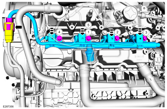 Ford Fusion. Fuel Rail. Removal and Installation