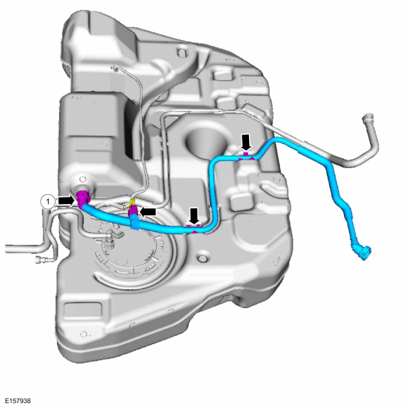 Ford Fusion. Fuel Tank Pressure Sensor and Tube. Removal and Installation