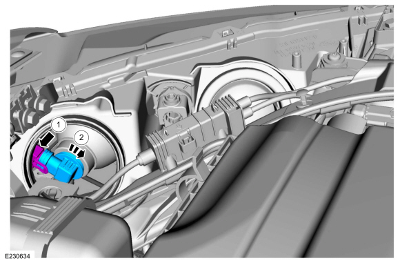 Ford Fusion. Headlamp Bulb. Removal and Installation