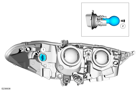 Ford Fusion. Headlamp Bulb. Removal and Installation