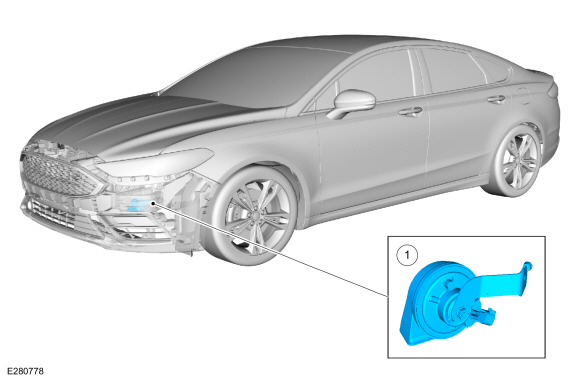 Ford Fusion. Horn - Component Location. Description and Operation