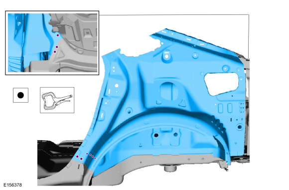 Ford Fusion. Inner Quarter Panel and Wheelhouse. Removal and Installation