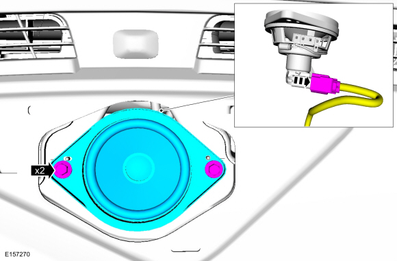 Ford Fusion. Instrument Panel Center Speaker. Removal and Installation