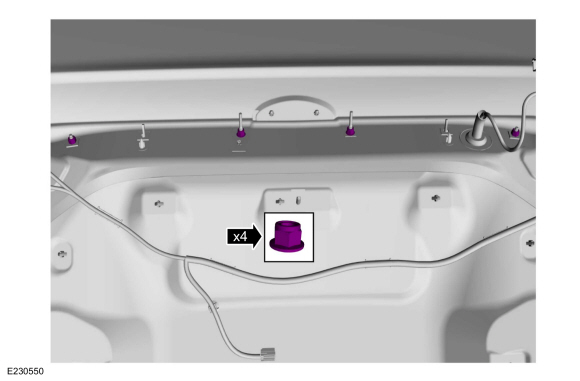 Ford Fusion. Luggage Compartment Lid Moulding. Removal and Installation