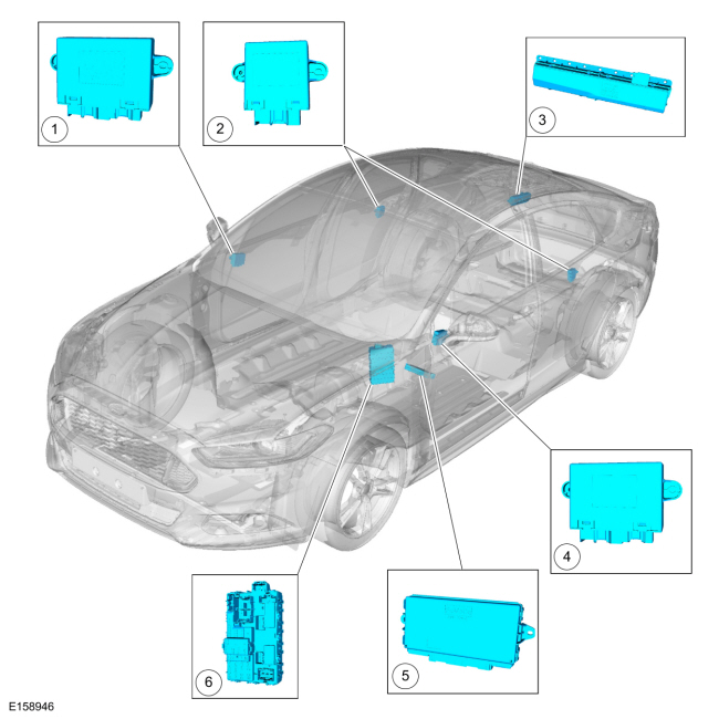 Ford Fusion. Module Controlled Functions - Component Location. Description and Operation