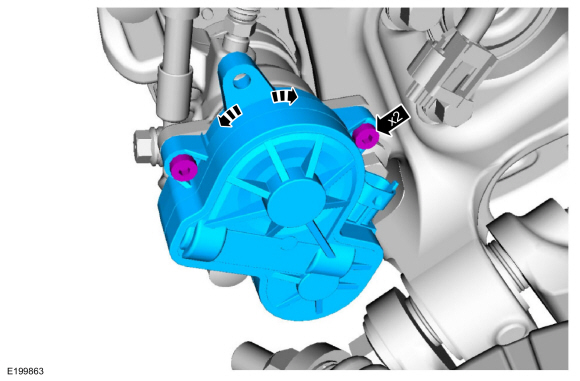 Ford Fusion. Parking Brake Actuator Motor. Removal and Installation