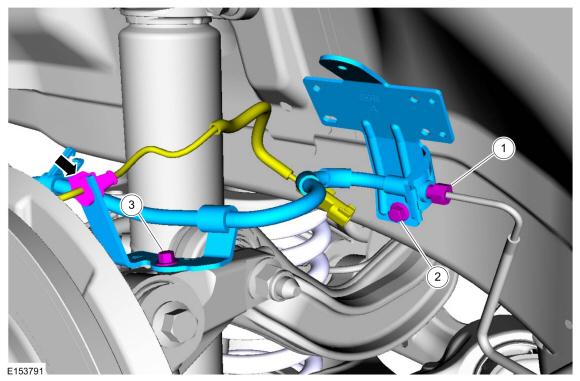 Ford Fusion. Rear Brake Flexible Hose. Removal and Installation