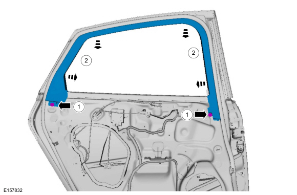 Ford Fusion. Rear Door Glass Top Run. Removal and Installation