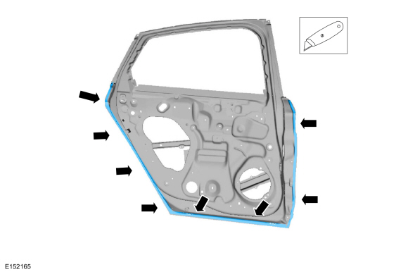 Ford Fusion. Rear Door Skin Panel. Removal and Installation