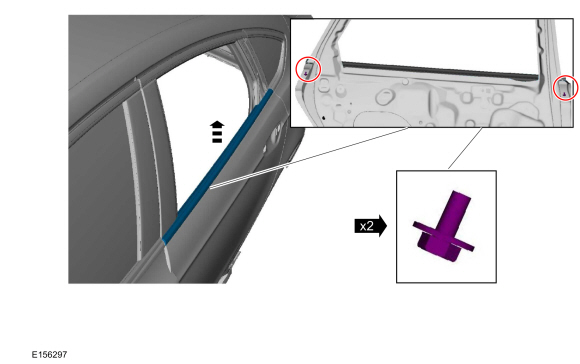 Ford Fusion. Rear Door Upper Moulding. Removal and Installation