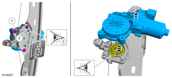 Ford Fusion. Rear Door Window Regulator Motor. Removal and Installation
