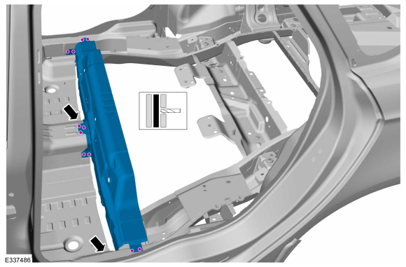 Ford Fusion. Rear Floor Panel Crossmember. Removal and Installation