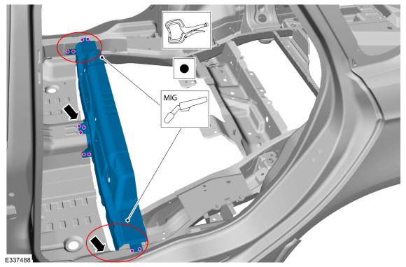 Ford Fusion. Rear Floor Panel Crossmember. Removal and Installation