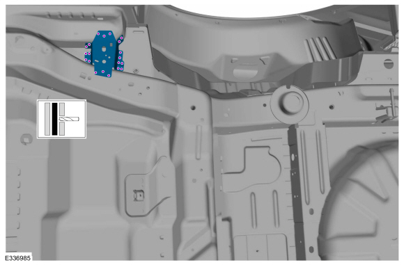 Ford Fusion. Rear Floor Panel Reinforcement. Removal and Installation