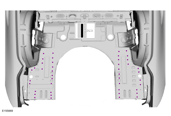 Ford Fusion. Rear Floor Panel Section. Removal and Installation