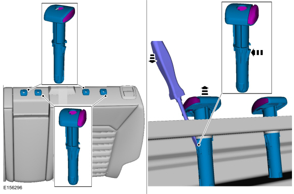 Ford Fusion. Rear Head Restraint Guide Sleeve. Removal and Installation