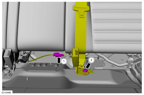 Ford Fusion. Rear Seatbelt Buckle LH. Removal and Installation