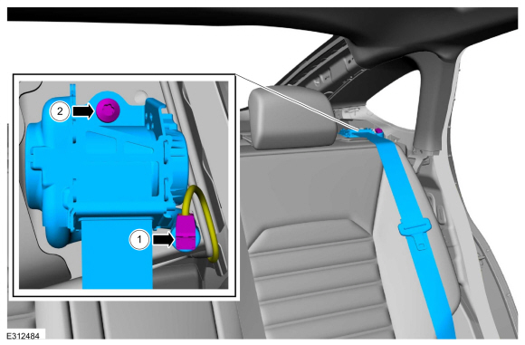 Ford Fusion. Rear Seatbelt Retractor and Pretensioner. Removal and Installation