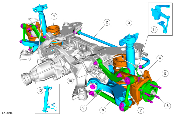 Ford Fusion. Rear Suspension - Component Location. Description and Operation