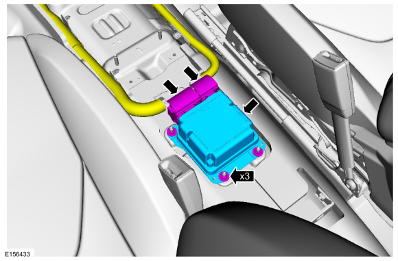 Ford Fusion. Restraints Control Module (RCM). Removal and Installation