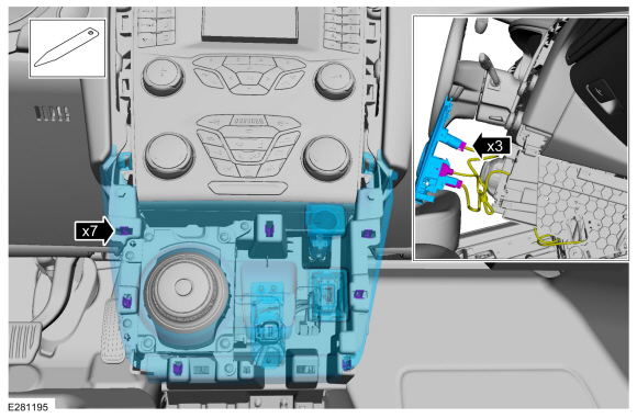 Ford Fusion. SYNC Module [APIM] to Universal Serial Bus (USB) Port Cable - Police. Removal and Installation