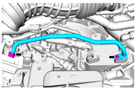 Ford Fusion. Transmission Fluid Cooler Tubes - 1.5L EcoBoost (110kW/150PS) – I4. Removal and Installation