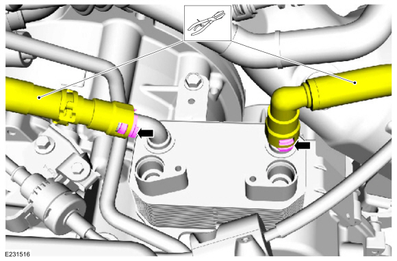 Ford Fusion. Transmission Fluid Warmer. Removal and Installation